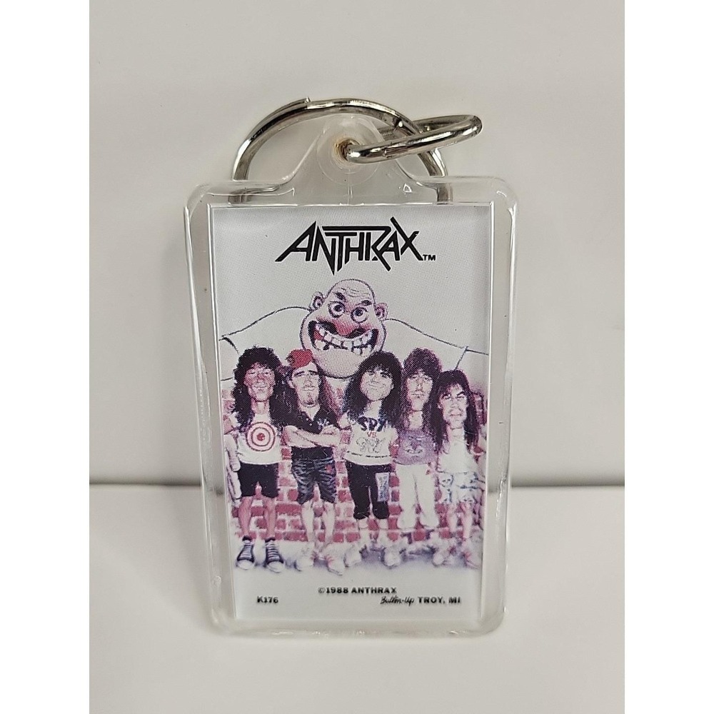 Anthrax Band 1988 Button Up Acrylic Keychain Vintage Original